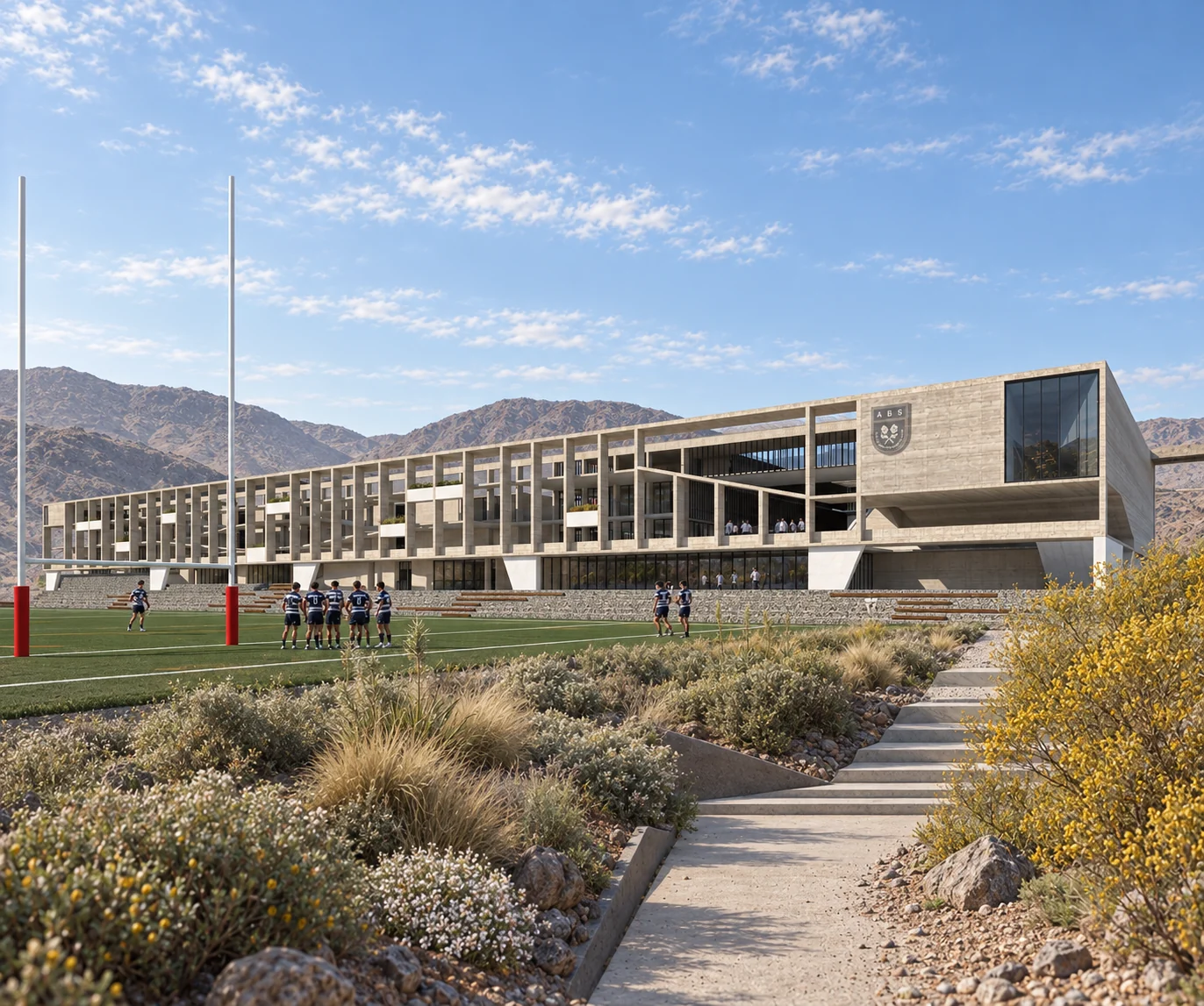 Visualización del colegio sobre la cancha de rugby