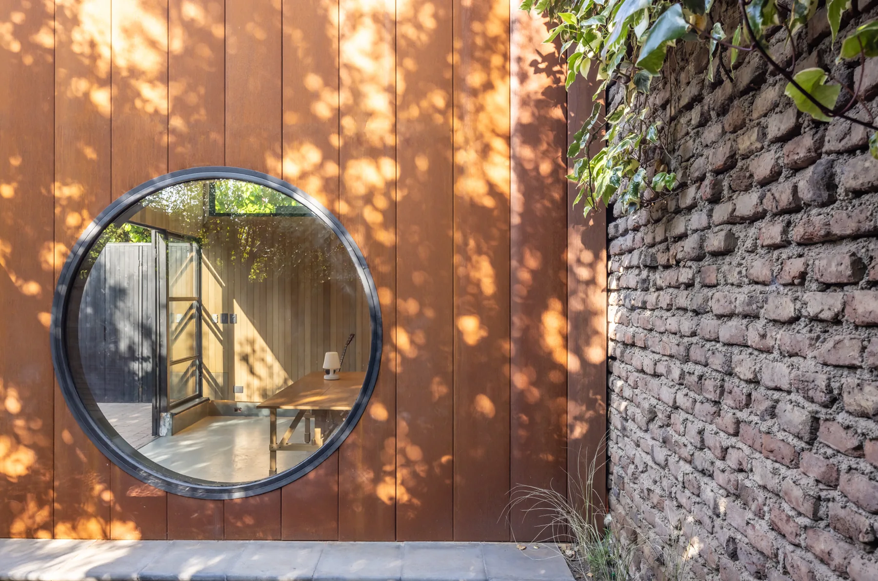 The studio open to the courtyard.