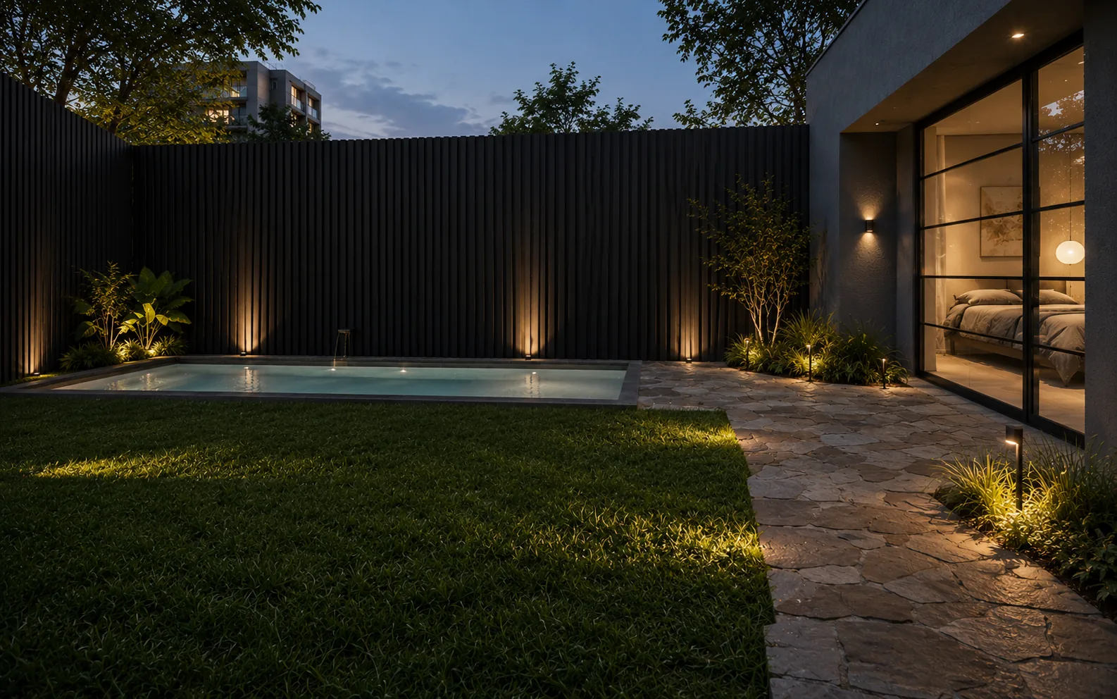 Patio y piscina