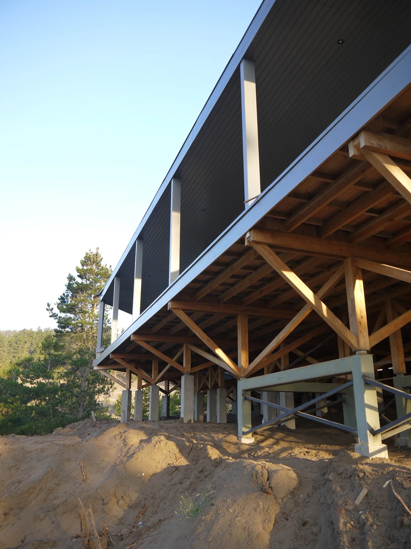 Casa FG, volumen elevado sobre estructura de madera