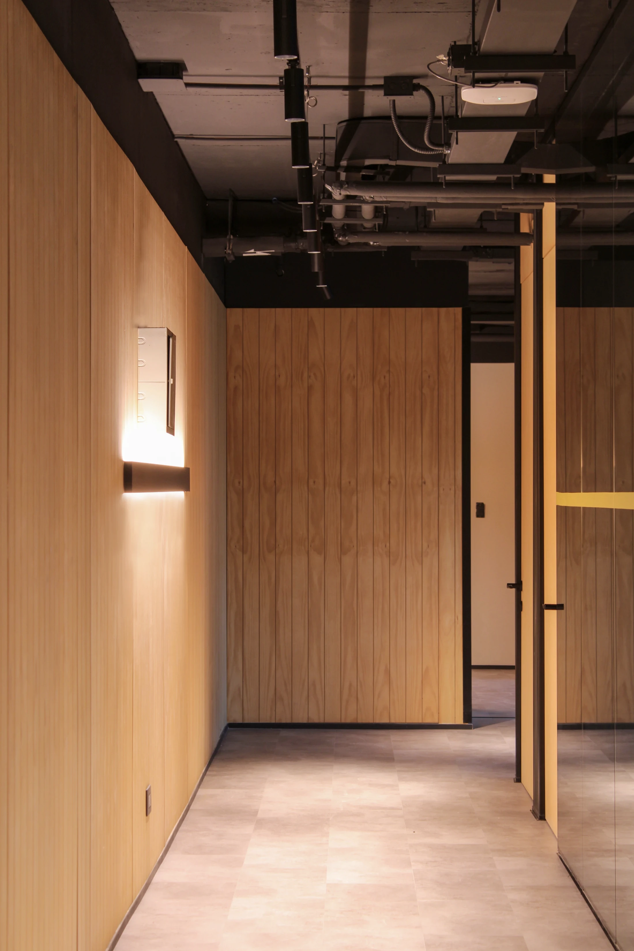 Timber-lined corridor